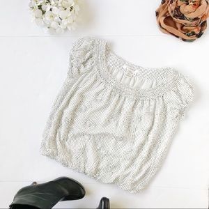 3/$20 Studio M Black & White Polka Dot Ruffle Top